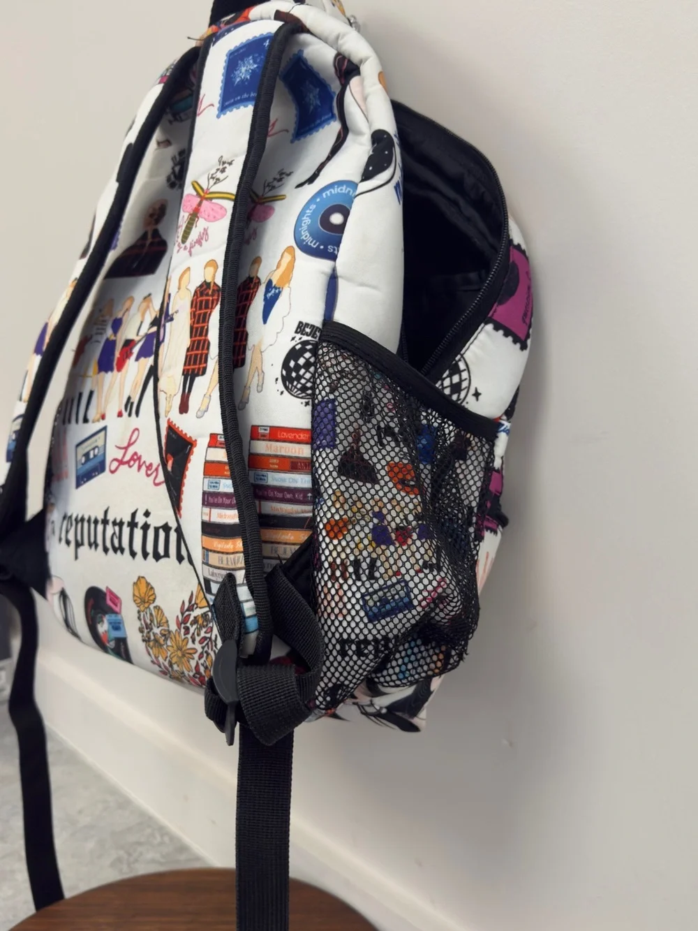 Taylor Swift White Graphic '1989' & Lover Illustrated Backpack